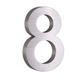 De Angelo RVS 20cm van yessential.nl: een metallic nummer 8 met een geborstelde zilveren afwerking, schuin weergegeven tegen een witte achtergrond.