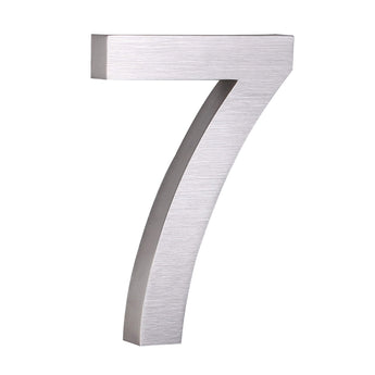De Angelo RVS 20cm van yessential.nl is een strakke, geborsteld zilver metallic nummer 7 staander- een ideaal modern huisnummer voor in huis.