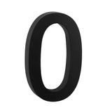 De Angelo Black 20cm van yessential.nl is een opvallende, driedimensionale zwarte cijfer nul die rechtop staat tegen een witte achtergrond - ideaal voor wie op zoek is naar moderne of opvallende 3D huisnummers.