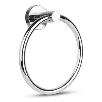 De Elarbo Chrome handdoekring van yessential.nl combineert een ruimtebesparend, glad cirkelvormig ontwerp met een chroom afwerking-het ideale badkameraccessoire voor het ophangen van handdoeken.