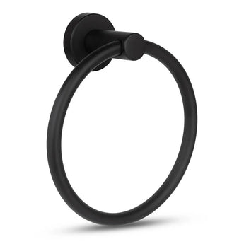 De Elarbo Black van yessential.nl is een ruimtebesparende matzwarte handdoekring met een cirkelvormig ontwerp en ronde basis, ideaal voor wandmontage - ideaal voor het opbergen van handdoeken in je badkamer.