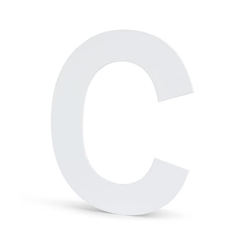 De Adamo White 15cm van yessential.nl is een grote, witte, 3D hoofdletter C-ideaal als stijlvol huisnummer met accent of huisnummer 15 cm voor in huis.