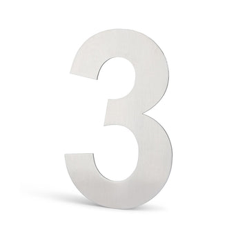 De Adamo RVS 15cm van yessential.nl is een grote, metallic zilveren nummer drie met een gladde, geborstelde afwerking - ideaal voor iedereen die op zoek is naar stijlvolle huisnummers of elegante RVS huisnummers voor in huis.