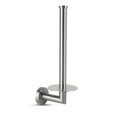 De Roberto RVS reserverolhouder van yessential.nl is een wandhouder met een verticale stang en ronde basis voor extra rollen. De strakke, geborstelde metalen afwerking voegt een modern tintje toe aan elke badkamer.