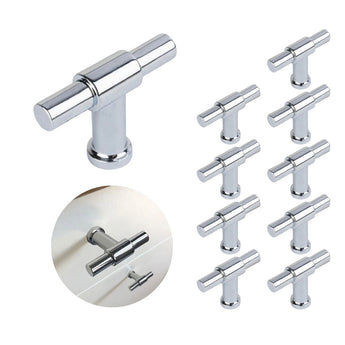 Een set van 10x Cordero Chroom Knop van yessential.nl wordt getoond, met één knop geïnstalleerd op een wit oppervlak in een ronde inzet.