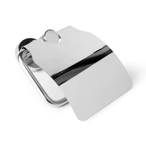 De Julio Chrome toiletrolhouder met klep van yessential.nl is een glanzende, moderne houder met gebogen metalen klep en ronde wandmontage-perfect als stijlvolle toevoeging aan je moderne toilet accessoires.