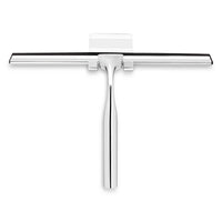 De Zamoro Chrome van yessential.nl heeft een breed zwart rubberen lemmet en een gestroomlijnd, roestvrijstalen handvat, tegen een effen witte achtergrond.