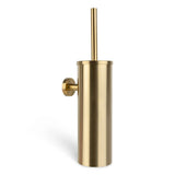 De Branco Gold van yessential.nl is een strakke, goudkleurige toiletborstelhouder met een cilindrisch ontwerp, bijpassende wc borstelgreep en handige wandbevestiging aan de zijkant.