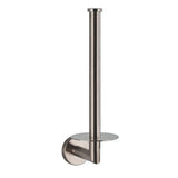 De Fabiano Gunmetal WC-set van yessential.nl is een wandgemonteerde roestvrijstalen toiletrolhouder met een verticale reserverolstang en ronde voet, ideaal voor een moderne badkamer of als onderdeel van je WC-accessoires.