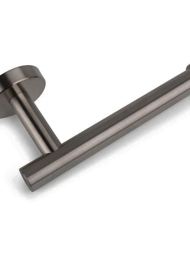 De Cosimo Gunmetal WC-set van yessential.nl heeft een geborsteld metalen, aan de muur gemonteerde toiletrolhouder met een modern, open ontwerp - perfect voor badkamer moderniseren en passend bij je gunmetal toiletaccessoires. Gemakkelijke rolvervanging inbegrepen.