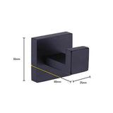 De Valo Black Hook van yessential.nl is een zwarte rechthoekige wandhaak, ideaal als handdoekhaak zwart, van 55mm hoog, 60mm breed, met een haakverlenging van 25mm. Referentie maatlijnen en labels zijn inbegrepen.