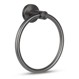 De Elarbo Gunmetal handdoekring van yessential.nl heeft een zwart gunmetal kleur, rond design en matte afwerking. Deze wandgemonteerde ring is een moderne, minimalistische en stijlvolle accessoire voor de badkamer.