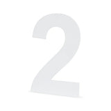 Een groot, wit, 3D nummer 2 (30cm) van yessential.nl staat rechtop tegen een effen witte achtergrond-ideaal voor wie de Adamo White 30cm zoekt voor een modern exterieur.