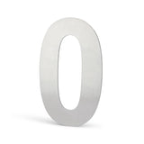 De Animo RVS 15cm (geen boor) van yessential.nl heeft een geborsteld metallic cijfer nul, ideaal voor strakke moderne huisnummers of stijlvolle campers, en steekt mooi af tegen een witte achtergrond.