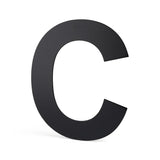 Een grote, zwarte hoofdletter C van Animo Black 15cm (geen boor) van yessential.nl-perfect als zelfklevende zwarte huisnummer plakletter-getoond op een witte achtergrond.