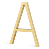 De Amato Gold 12,5cm van yessential.nl is een goudkleurige, driedimensionale letter A die rechtop staat en moderne elegantie brengt in elke ruimte.