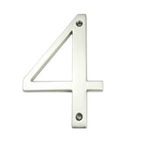 De Matteo Nickel 10cm van yessential.nl is een metallic nummer 4 met een glanzende, geborstelde afwerking en twee schroefgaten voor bevestiging, afgebeeld op een witte achtergrond.