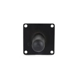 De Kenino Black 10cm van yessential.nl is een zwarte deurstopper op een vierkante metalen plaat met vier schroefgaten, die een moderne look biedt die past bij zwarte stalen meubelpoten, afgebeeld frontaal tegen een witte achtergrond.