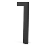 De Milano Black 15cm van yessential.nl is een matzwarte, driedimensionale nummer één, rechtopstaand op een witte achtergrond - ideaal als modern huisnummers accent voor elke entree.