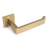 De Damiano Gold WC set van yessential.nl is een moderne, goudkleurige toiletaccessoire met vierkante wandmontage en strak design, ideaal te combineren met andere badkameraccessoires. Gefotografeerd op een witte achtergrond.