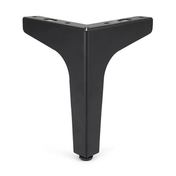 De Menno Black 15cm van yessential.nl is een zwarte, Y-vormige stalen meubelpoot met een breed blad en een enkele taps toelopende steun, ontworpen voor een stevige bevestiging aan de onderkant van banken of tafels.