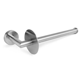 De Roberto RVS toiletrolhouder van yessential.nl is een roestvrijstalen wandhouder met een ronde voet en rechte stang, afgewerkt in een strakke matzwarte coating voor een moderne stijl.