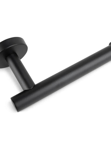 De Romano Black WC-set van yessential.nl is een matzwart, wandgemonteerde houder met een minimalistisch cilindrisch ontwerp - ideaal om je toiletaccessoireset zwart of badkameraccessoireset te verfraaien.