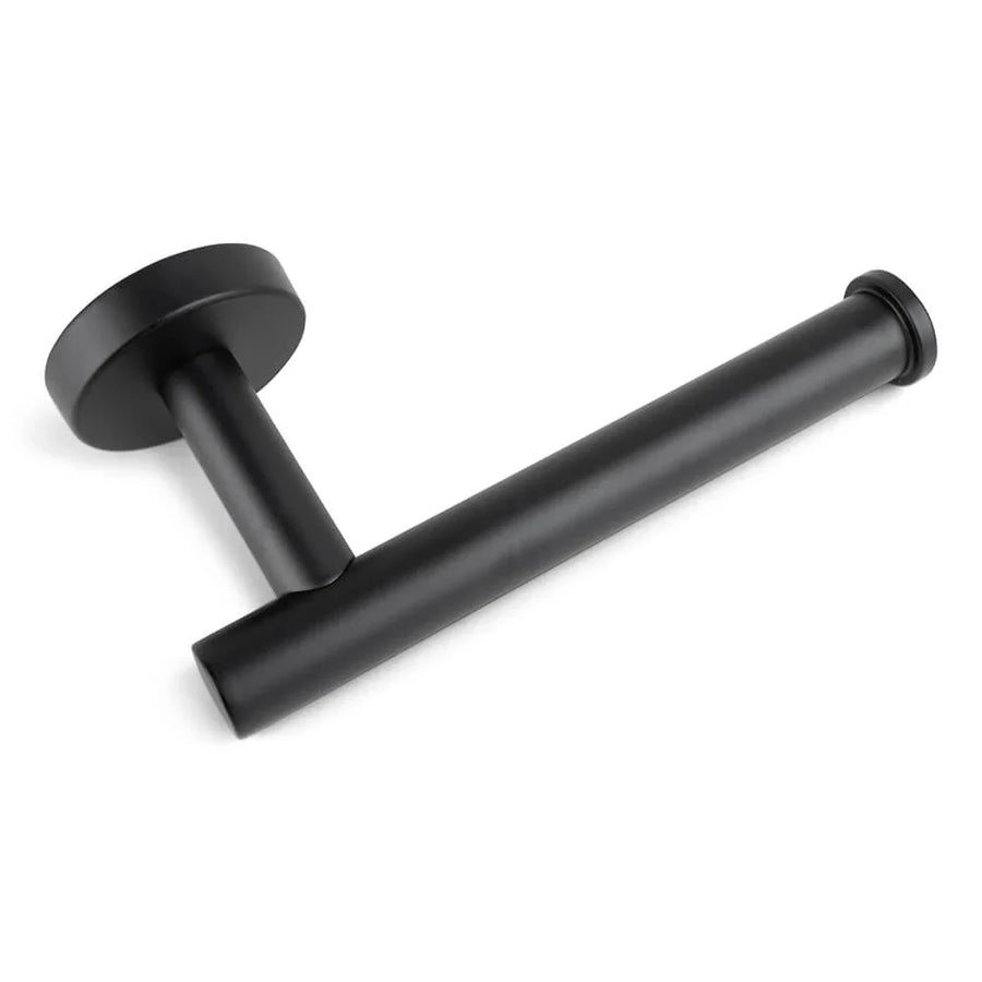 De Romano Black WC-set van yessential.nl is een matzwart, wandgemonteerde houder met een minimalistisch cilindrisch ontwerp - ideaal om je toiletaccessoireset zwart of badkameraccessoireset te verfraaien.