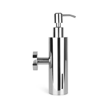 De Alberto Chrome van yessential.nl is een stijlvol roestvrijstalen zeeppompje met muurbevestiging, handige pomp en klein verticaal venster om het zeepniveau te controleren.