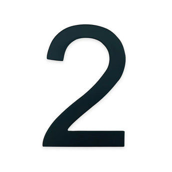 Een groot zwart nummer 2 (7,6 cm) op een witte achtergrond, vergelijkbaar met Animo Black 3M plaknummers, van yessential.nl, perfect als huisnummer zwart zonder boren.