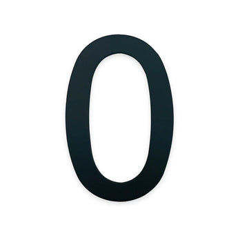 Een groot zwart cijfer nul (0) op een effen witte achtergrond, vormgegeven als de Animo Black 7,6cm (geen boor) van yessential.nl.