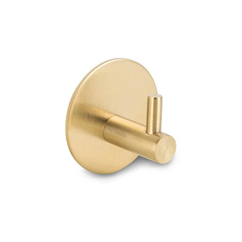 De Juano Gold WC Set (no-drill) van yessential.nl is een stijlvolle goudkleurige metalen wandhaak met een ronde basis en een korte knijper-ideaal voor het organiseren van je badkamer accessoires met zowel stijl als gemak.