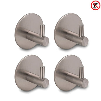 De 4x Rudro Gunmetal handdoekhaakjes van yessential.nl hebben een geborstelde gunmetal afwerking, ronde voetstukken en cilindrische haringen. Deze zelfklevende haakjes zijn eenvoudig te installeren zonder gereedschap - boren is niet nodig.