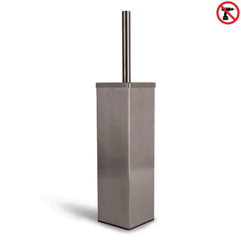 De Mauro Gunmetal WC Set (no-drill) van yessential.nl heeft een roestvrijstalen wc-borstel met een hoge, rechthoekige houder en een no-drill symbool. Dit is een stijlvolle, probleemloze upgrade van je toiletaccessoires.