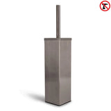 De yessential.nl Velasco Gunmetal toiletborstel heeft een vierkante houder, hoeft niet geboord te worden voor installatie (no-drill symbool rechtsboven), en is ideaal voor vrijstaand gebruik.