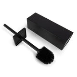 De Lazzo Black WC Set (no-drill) van yessential.nl bestaat uit een zwarte toiletborstel met een rechthoekig handvat en bijpassende houderbox, beide onderdeel van de een toiletaccessoireset zwart, weergegeven op een witte achtergrond.