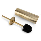 De Tygo Gold WC Set van yessential.nl bestaat uit een gouden toiletborstel met zwarte haren, een lange metalen steel en bijpassende houder. Deze stijlvolle set voor badkamer accessoires is eenvoudig te plaatsen zonder boren.