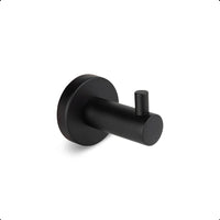 De Justo Black Hook is een matzwarte RVS handdoekhaak met een cilindrische voet en een korte, horizontale pin-ideaal als handdoekhaak zwart voor je badkamer.