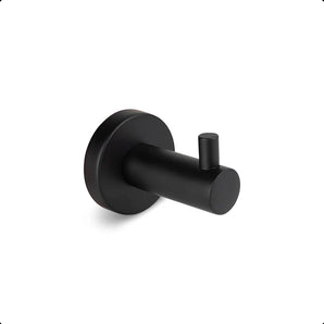 De Justo Black Hook is een matzwarte RVS handdoekhaak met een cilindrische voet en een korte, horizontale pin-ideaal als handdoekhaak zwart voor je badkamer.