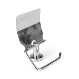 De Julio Chrome van yessential.nl is een roestvrijstalen, wandgemonteerde toiletrolhouder met klep met een plat rechthoekig deksel en horizontale arm - perfect voor moderne toiletaccessoires.