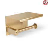 De Tazio Gold (No Drill) van yessential.nl is een stijlvolle, zelfklevende toiletrolhouder met planchet in goud. Eenvoudige installatie zonder boren en extra handig door het platte plankje bovenop.